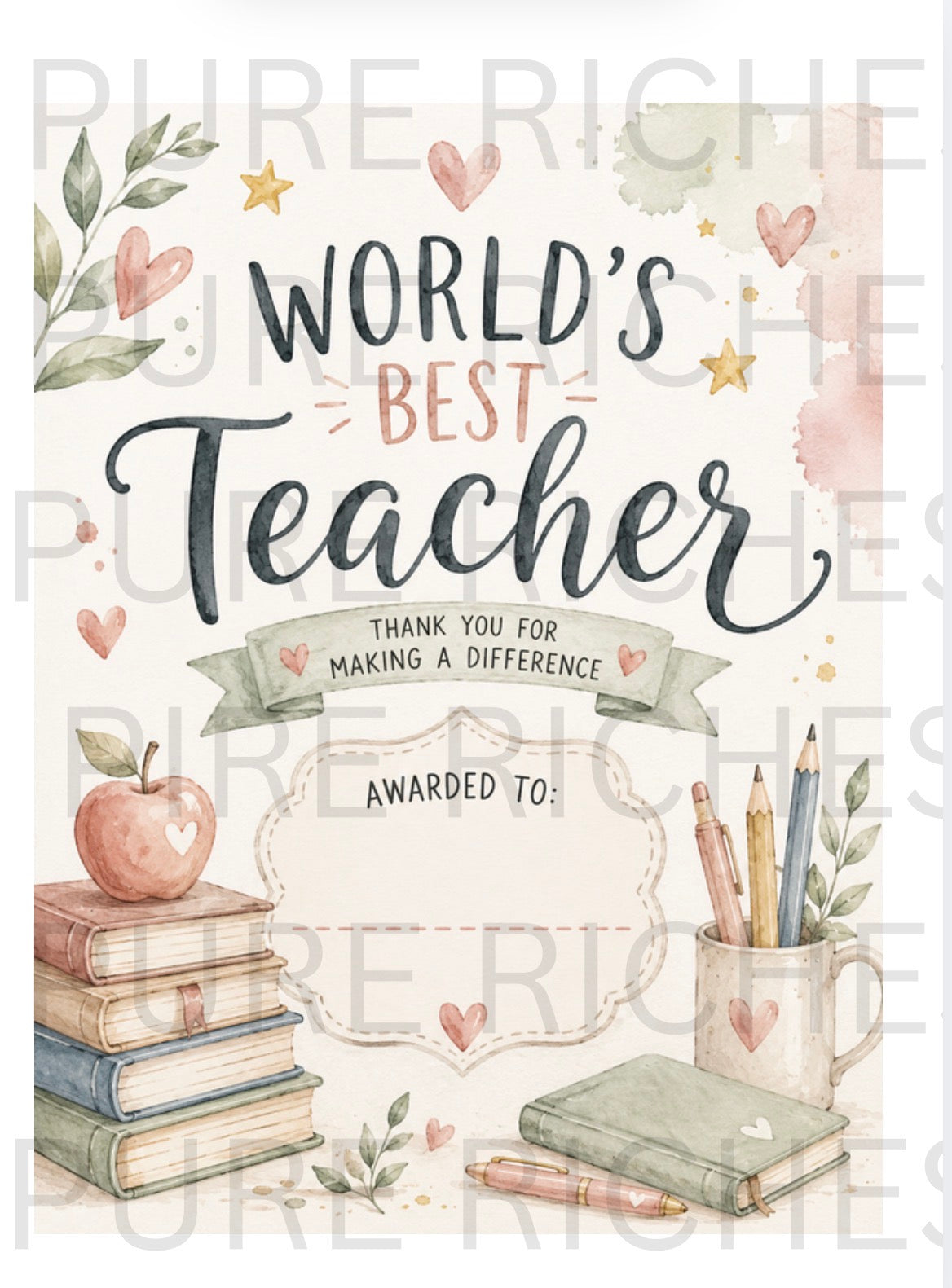 Worlds Best Teacher Print
