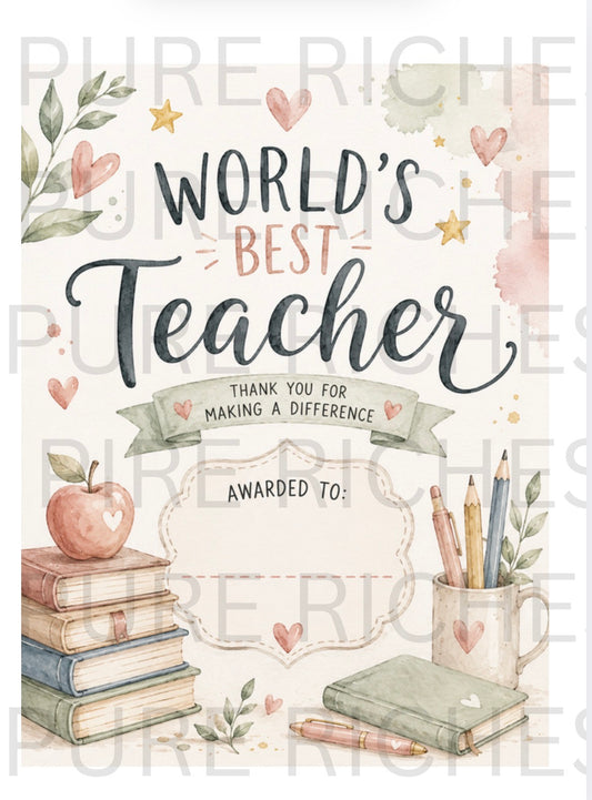 Worlds Best Teacher Print